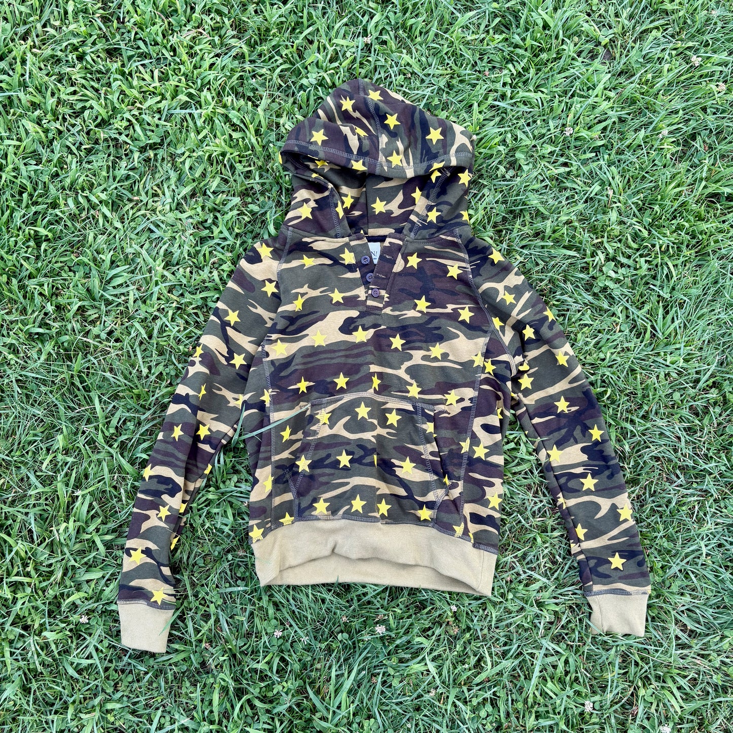 Star Print Henley Hoodie